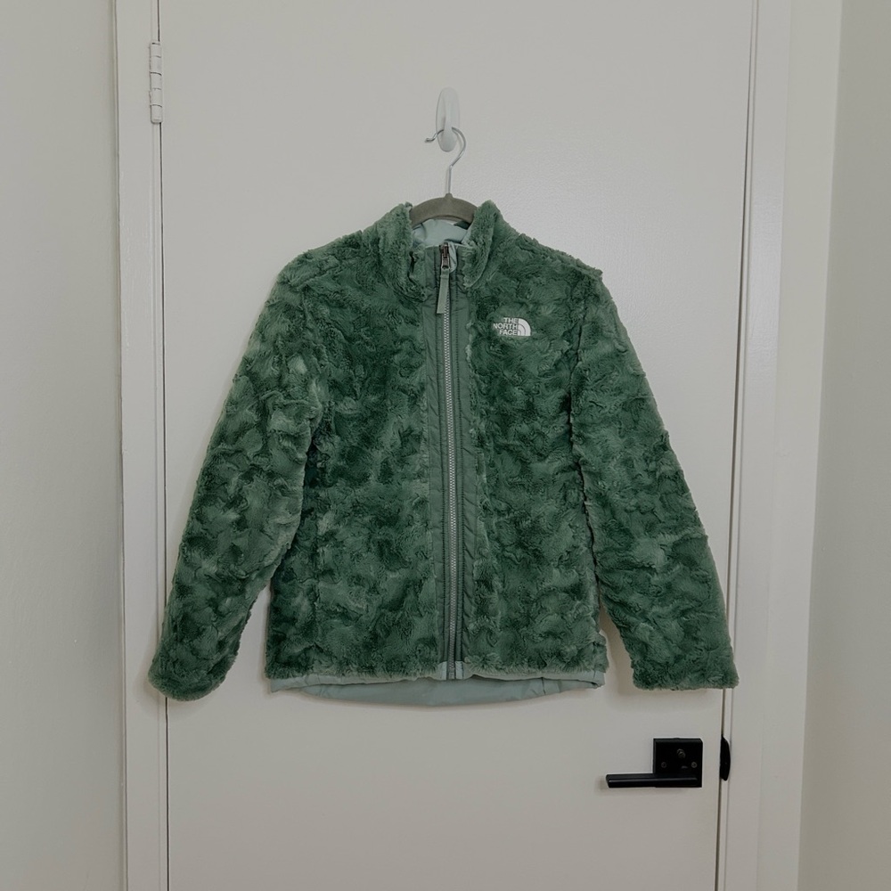 The North Face Girls Reversible Puffer Jacket Sage Green Size Medium